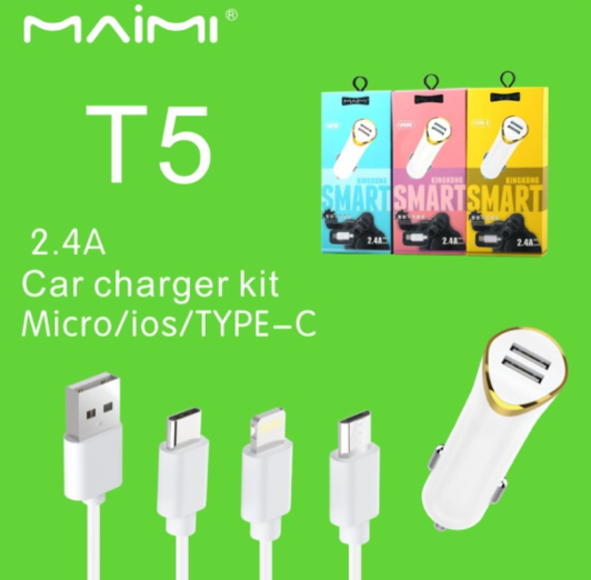 Maimi T5 2.4A 2in1 Dual USB Car Charger