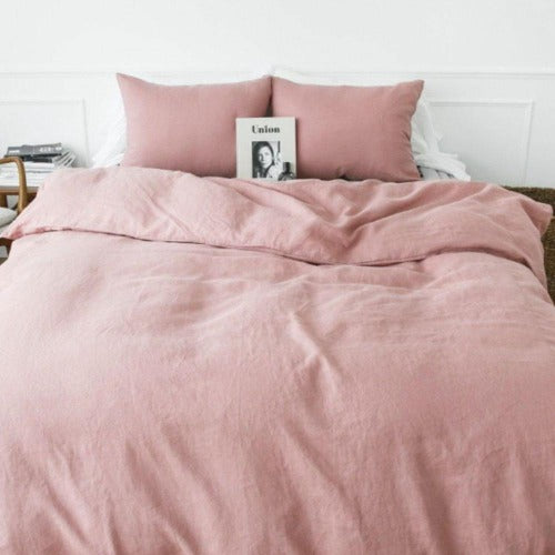 Slipper Pink Linen Duvet Cover