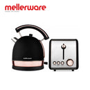 mellerware pack 2 piece set stainless steel black kettle and toaster "rose gold"