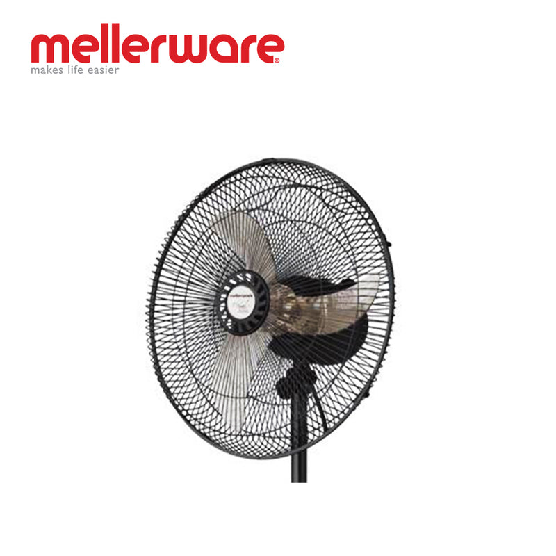 mellerware fan 3 speed height adjustable pedestal steel black 40cm 50w "elegant breeze"