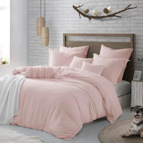 Slipper Pink Linen Duvet Cover