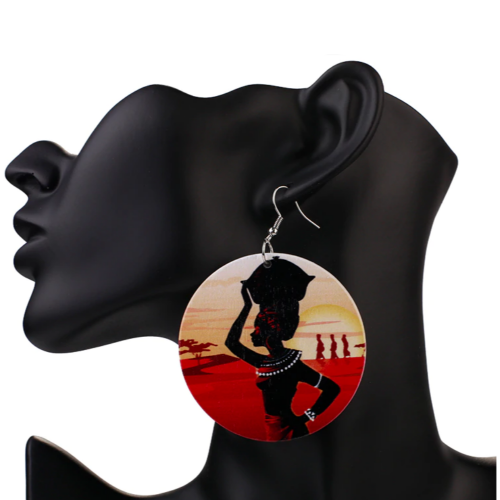 Handmade Africa Wooden Earrings