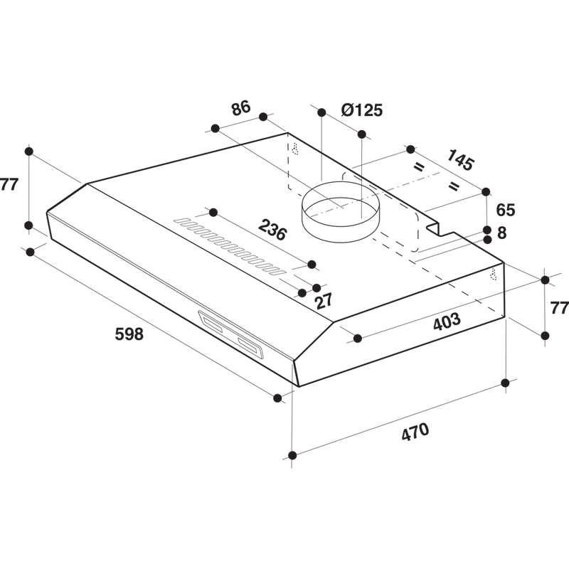 Whirlpool wall mounted cooker hood - WSLT 65F AS X